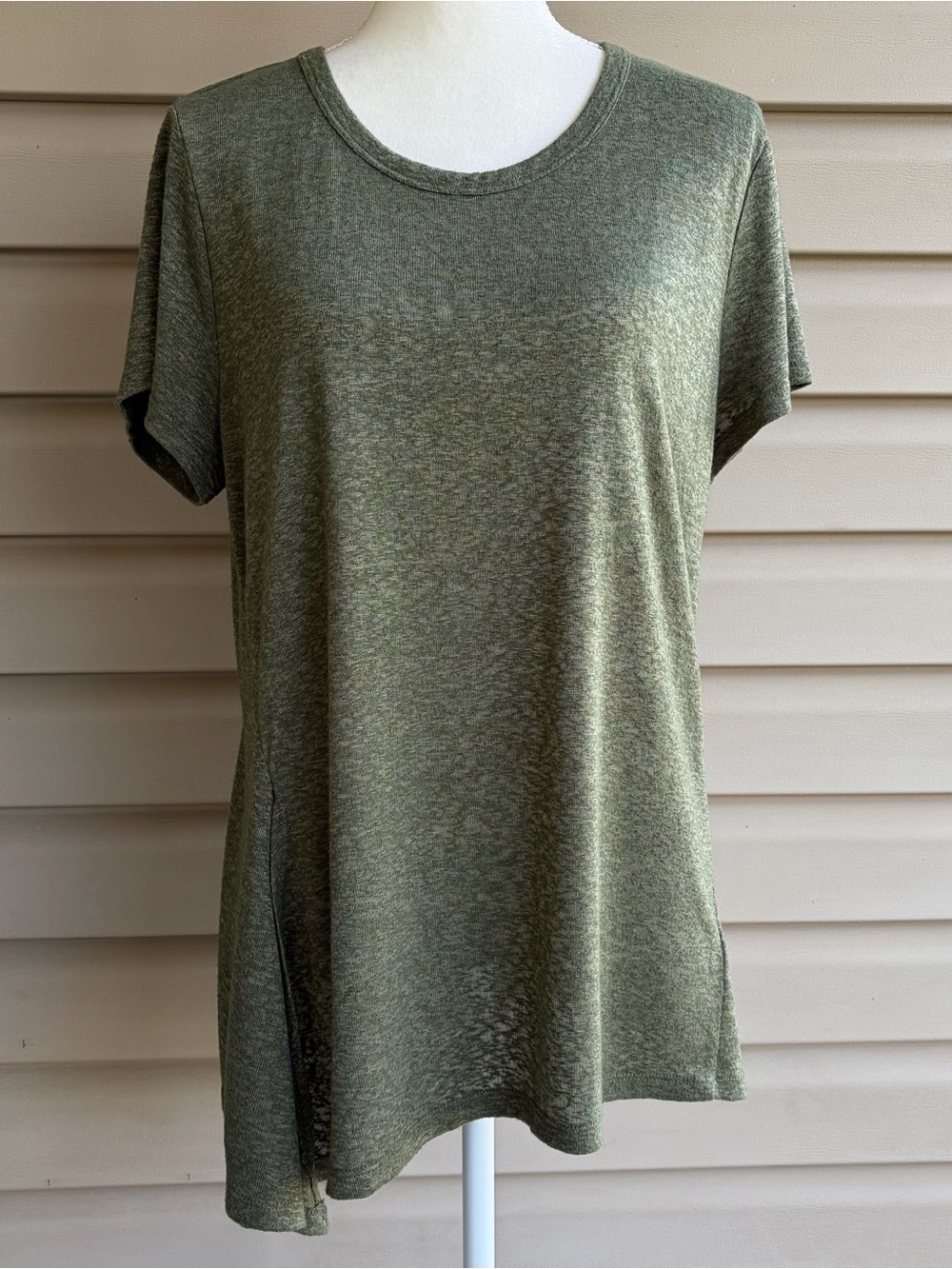 •Bobeau• Olive Green Asymmetrical Lightweight Knit Tunic - Size XL